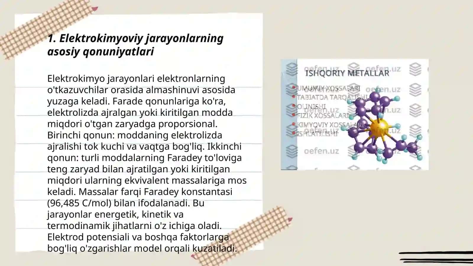 Elektrokimyoviy jarayonlarning kinetik qonuniyatlarni aniqlash 3