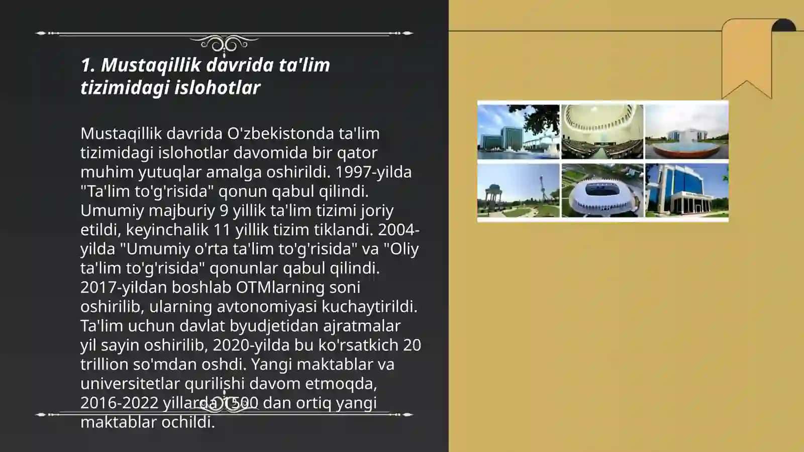 Mustaqillik davrida O'zbekistondagi ma'naviy va madaniy taraqqiyoti 3