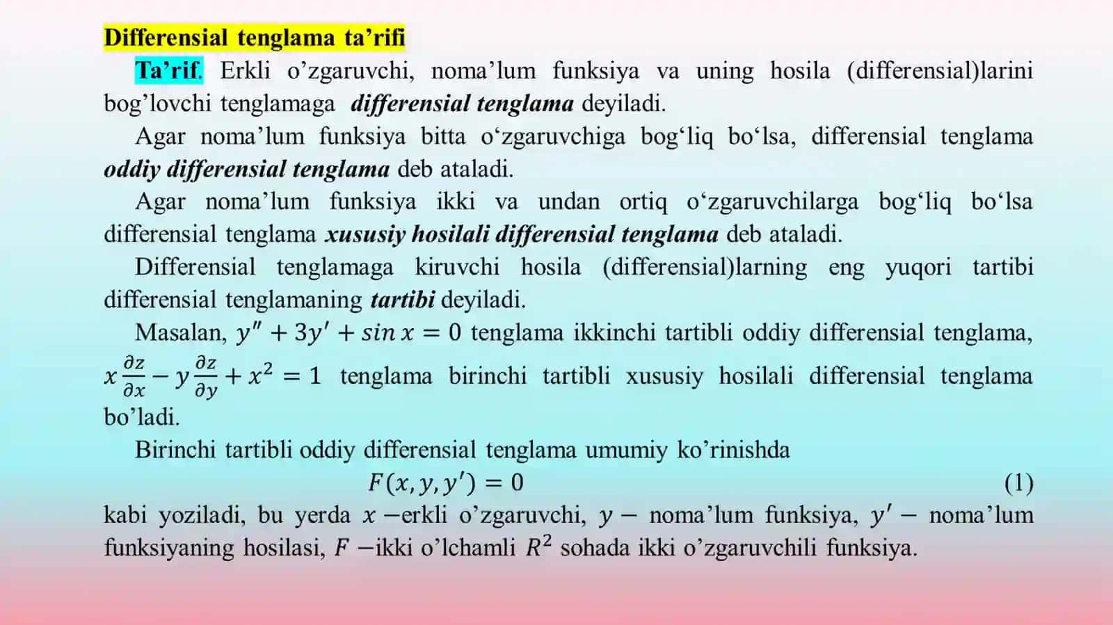 Differensial tenglamalar 3