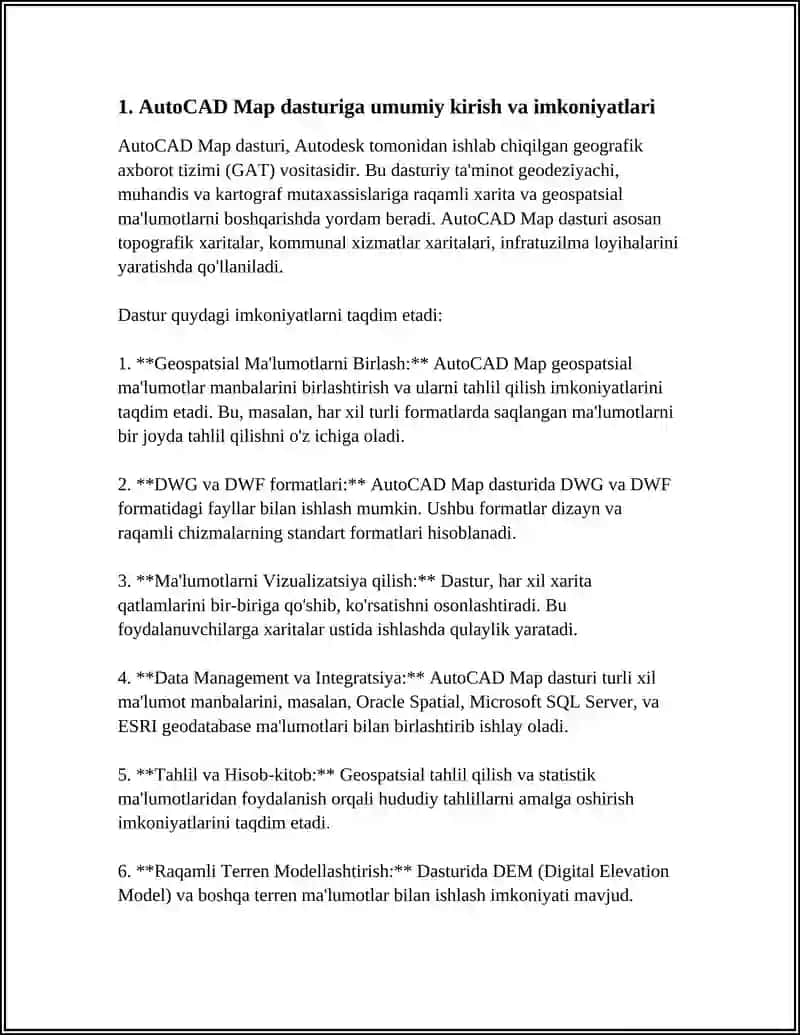 AUTO CADMAP DASTURIY PAKETI VA UNDAN FOYDALANISH 3