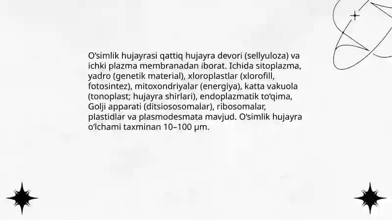 O‘simliklar hujayrasi va unda boradigan jarayonlar 3