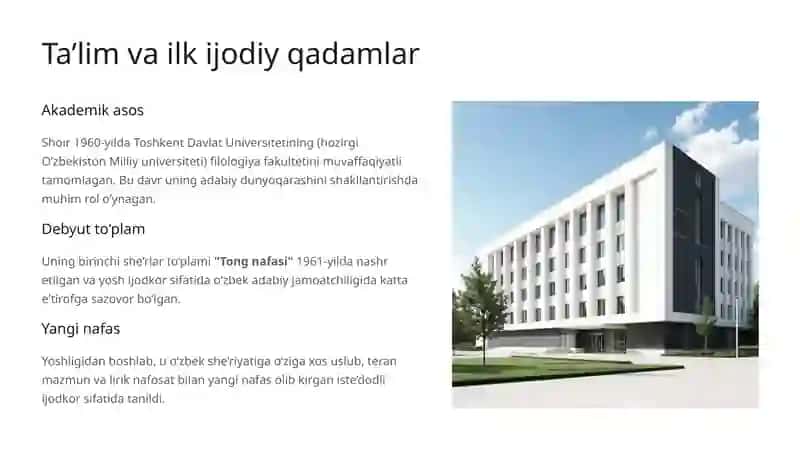 Erkin Vohidov hayoti va ijodi O‘zbek adabiyotining yorqin yulduzi 3