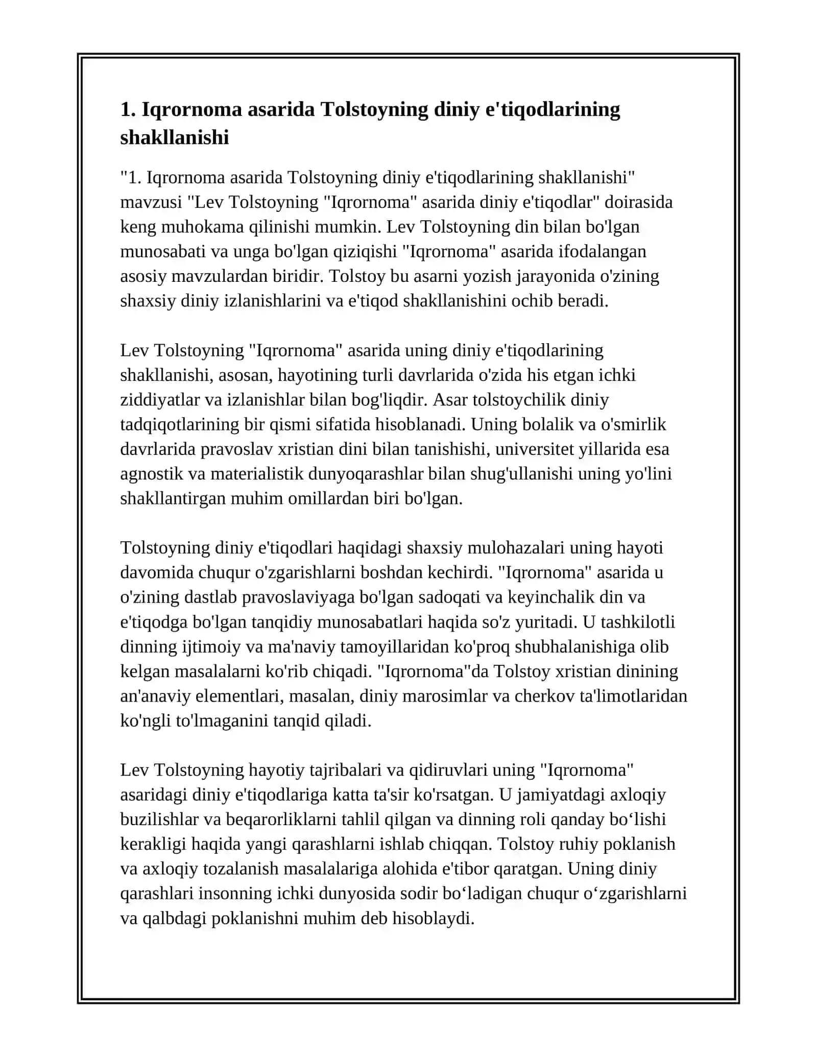 Lev Tolstoyning Iqrornoma asarida diniy e'tiqodlar 3