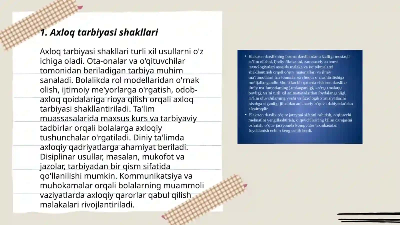 Tarbiya shakllari (turlari) haqida tushuncha 3