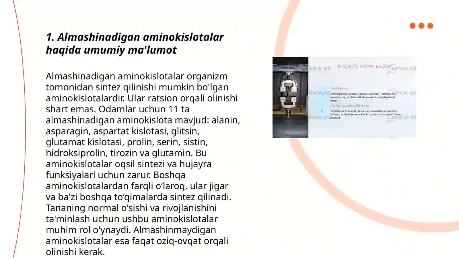 Almashinadigan va almashinmaydigan aminokislotalar. Aminokislotalar xromografik usulda ajratish 3