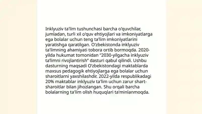 Inklyuziv ta'limni me'yoriy huquqiy bazasini tahlil qilish 3