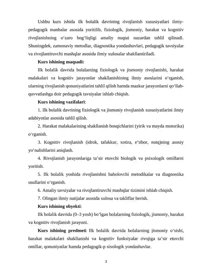 Ilk bolalik davrida fiziologik va jismoniy rivojlanish 3