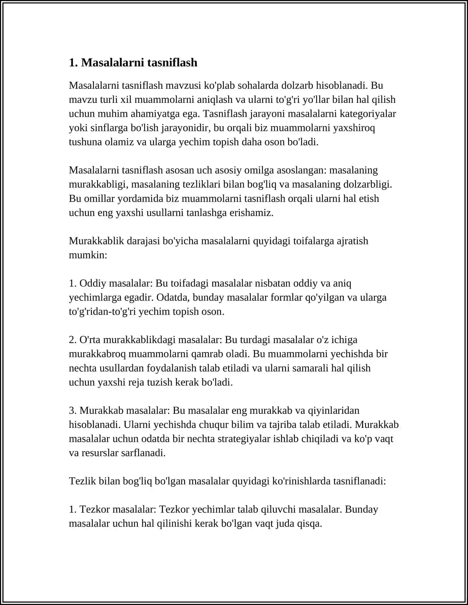 MASALALARNI TURLI USULLARDA YECHISHNI OʻRGATISHGA DOIR MASHQLARNI TAHLIL QILISH TEST 3