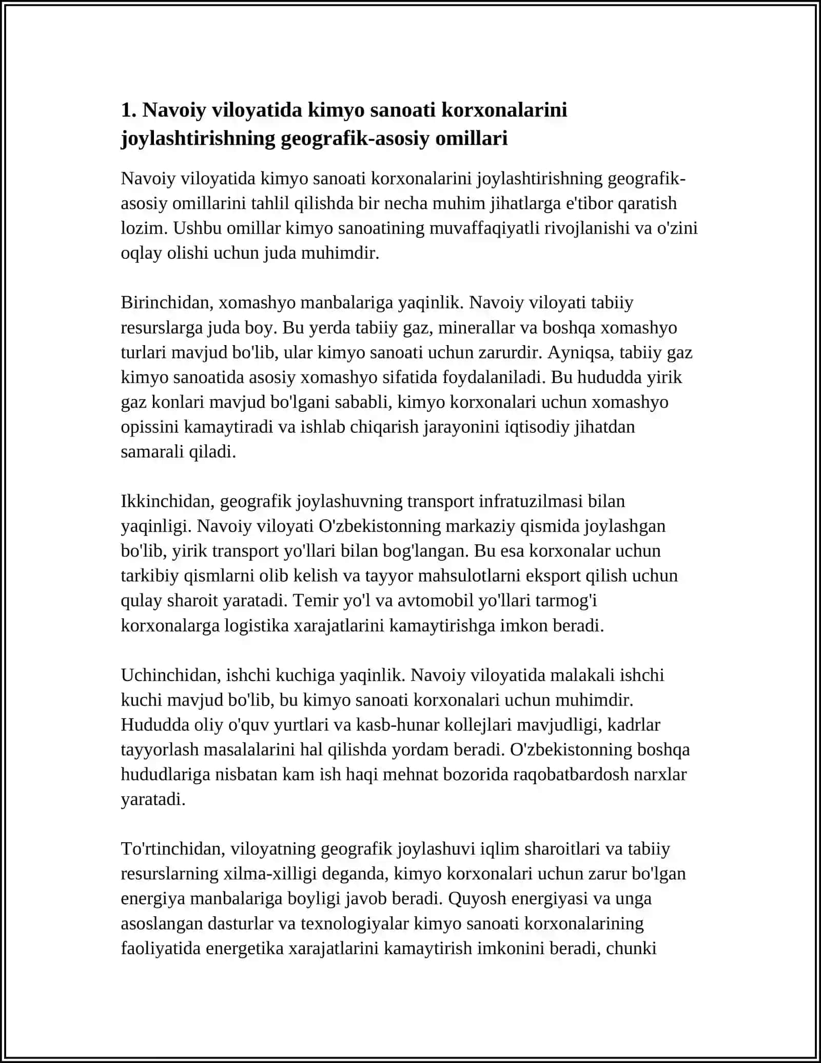 KIMYO SANOATI KORXONALARI JOYLASHTIRISH NAVOIY MISOLIDA 3