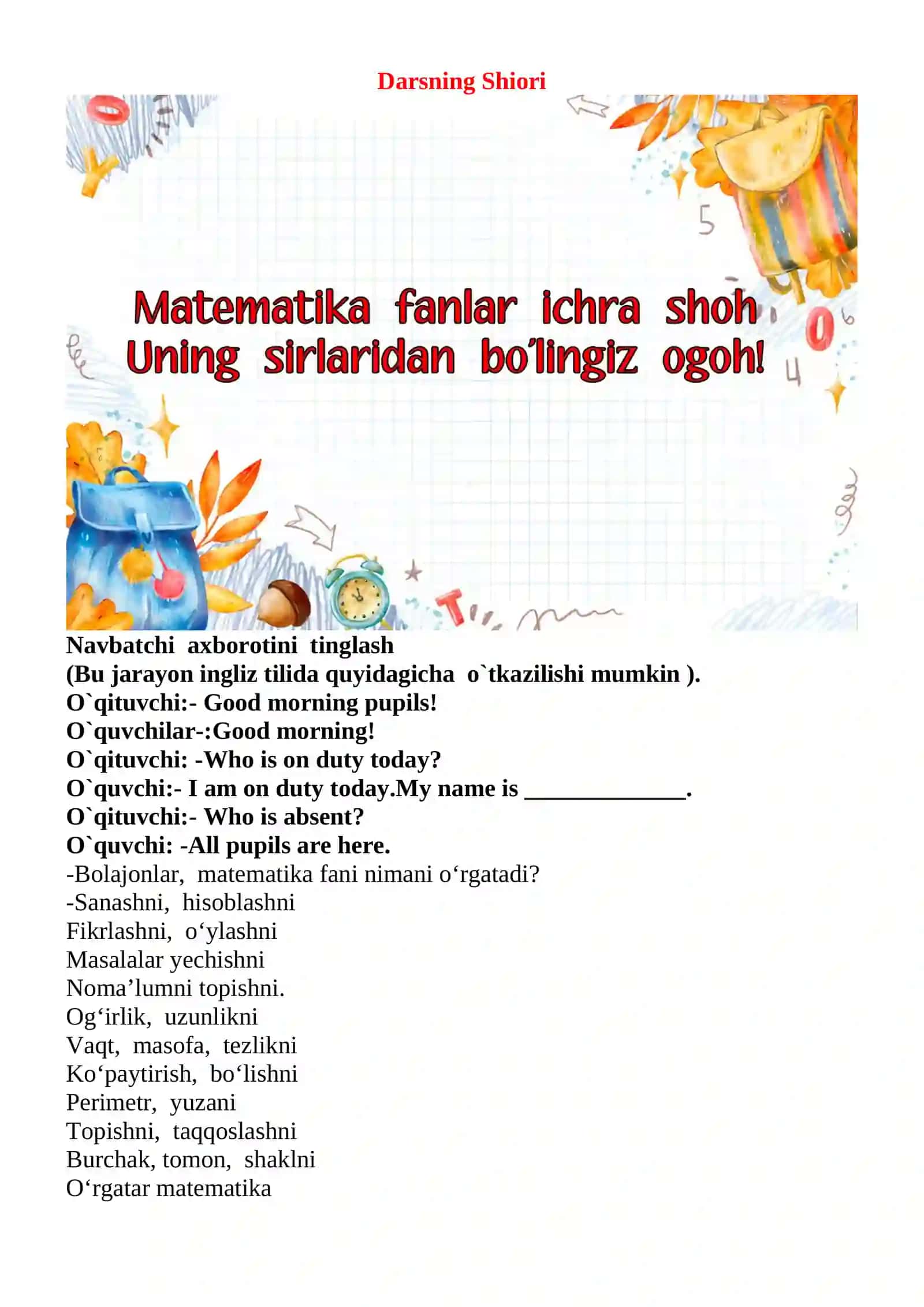 Perpendikular to‘g‘ri chiziqlar mavzusida 3-sinf Matematika fanidan dars ishlanmasi 3
