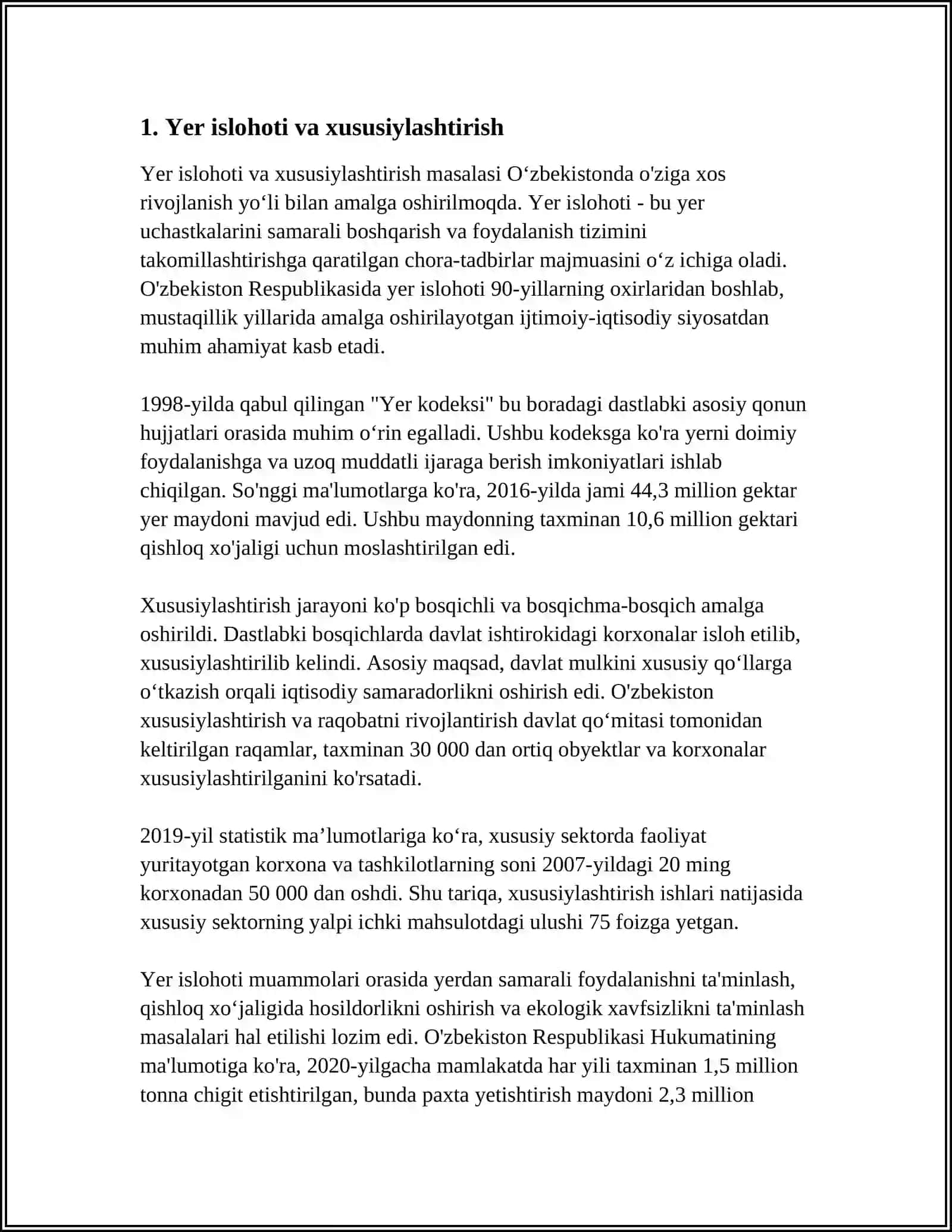 MUSTAQILLIK YILLARIDA QISHLOQ XOʻJALIGI VA SANOAT SOHASIDA AMALGA OSHIRILAYOTGAN ISLOHOTLAR 3