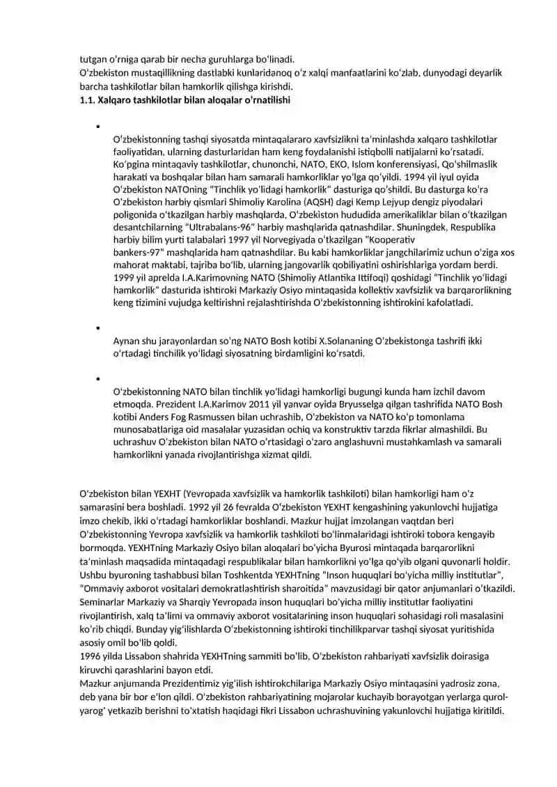 Xalqaro tashkilotlar va xorijiy mamlakatlar bilan iqtisodiy-siyosiy aloqalarining o‘rnatilishi va rivojlanishi 3