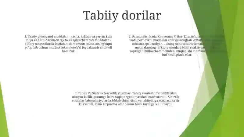 Kriminalistikada Kimyoning O'Rni. Tabiiy Va Sintetik Narkotik Vositalar. Foydasi Va Zarari 3