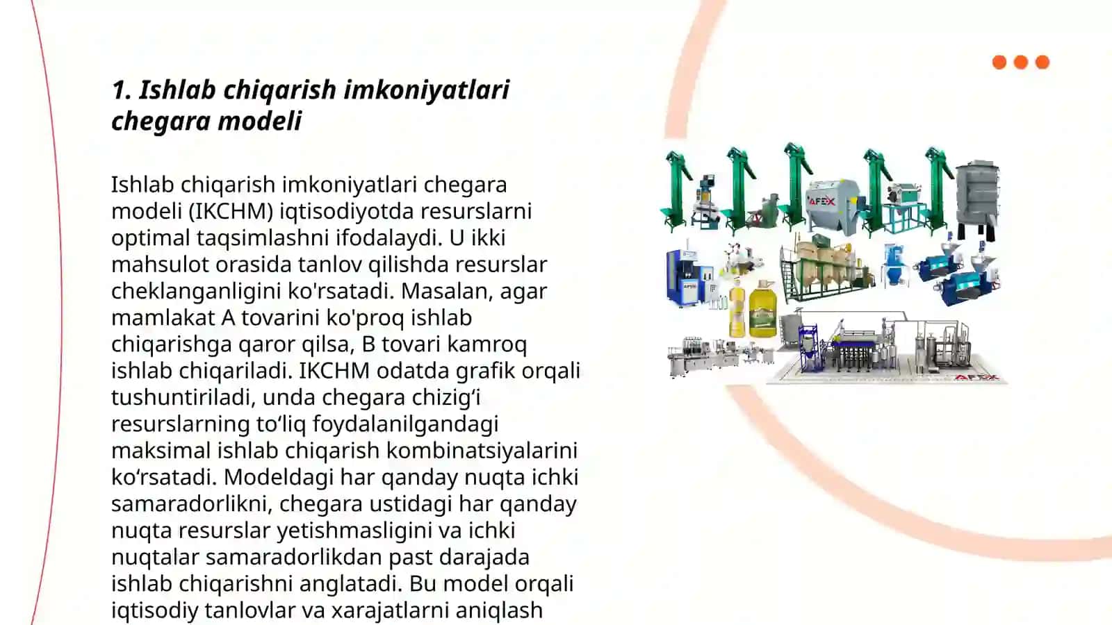 Ishlab chiqarish imkoniyatlari chegara modeli 3