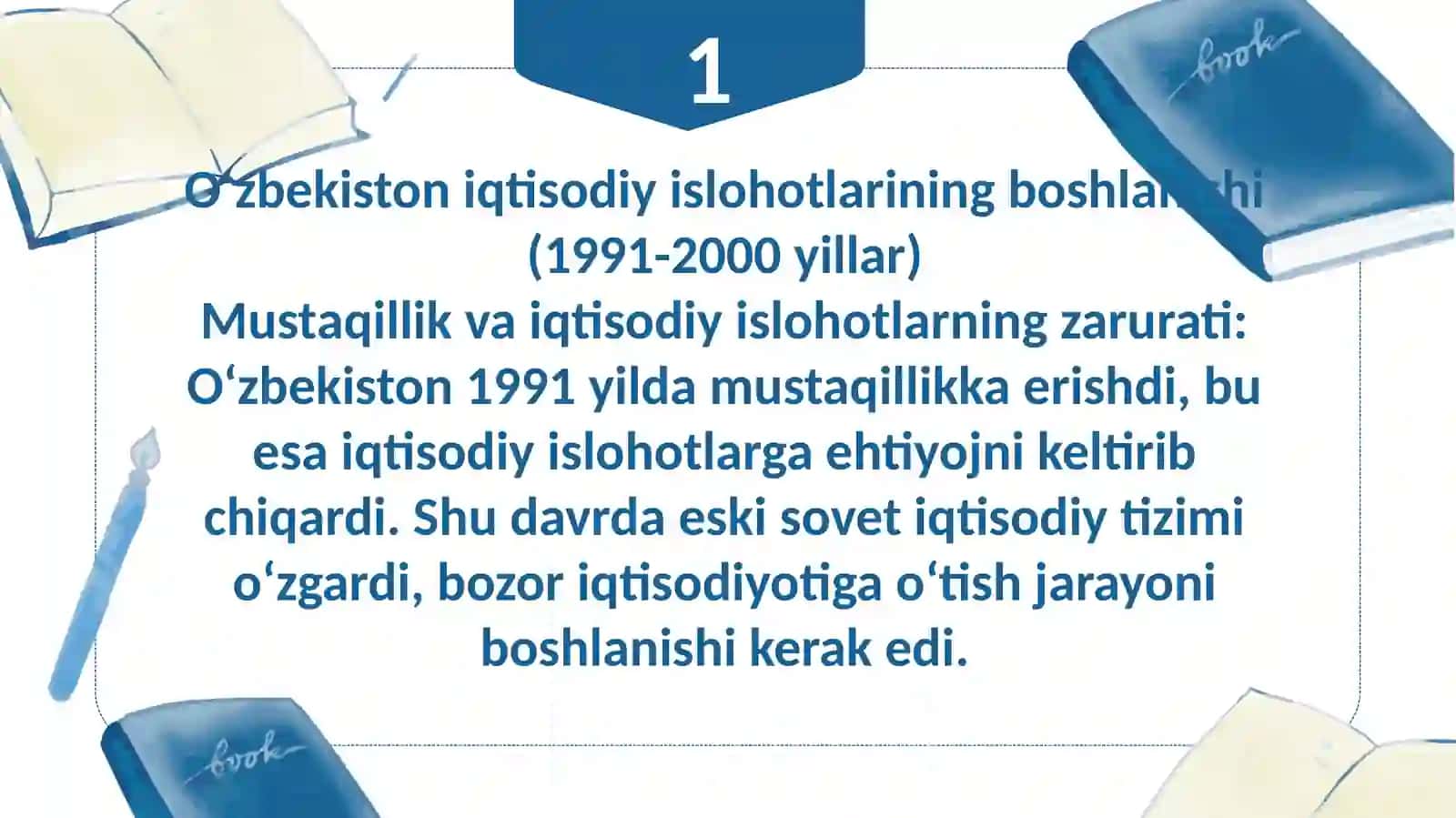 Iqtisodiy islohatlar xususiy mulkchilikning shaklanishi o`zbekistinda bozor munosabatlarining rivojlanishi 3