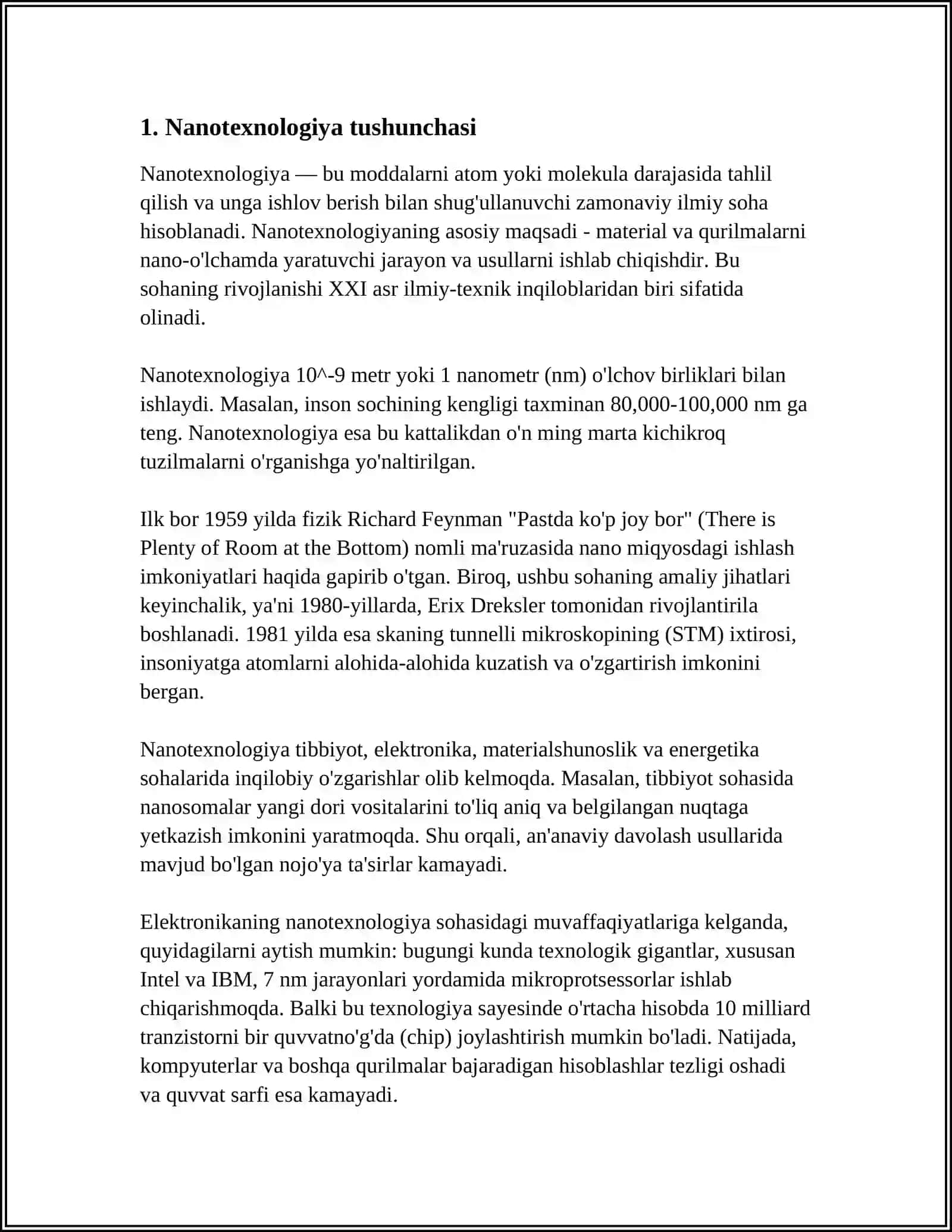 NANOTRXNOLOGIYALAR HAQIDA UMUMIY MA’LUMOT BERISH YARATISH VA RIVOJLANISH TARIXINI YARATISH 3