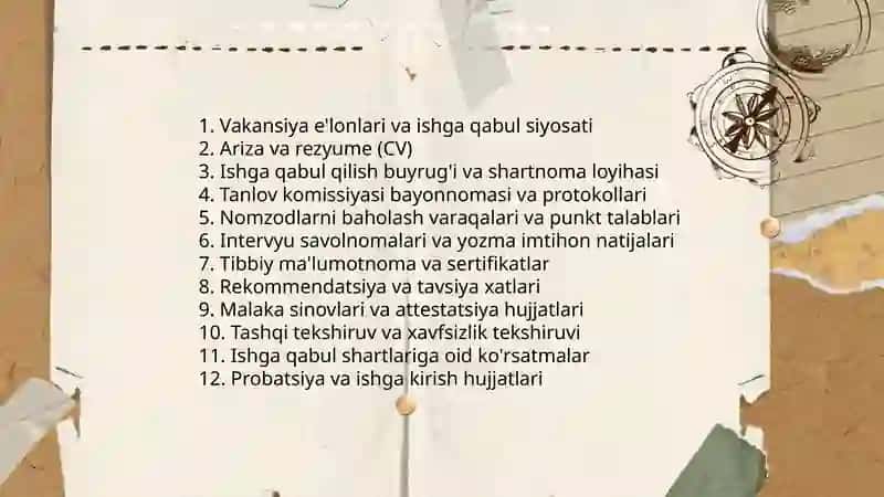 Kadrlar faoliyatiga doir bo'lgan hujjatlar tasnifi 3