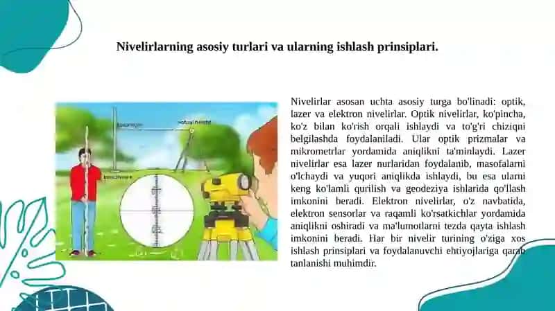 Nivelirlarni tekshirish va sozlash amallarini bajarish. 3