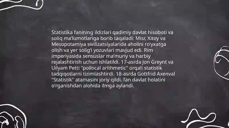 Statistika paydo boʻlish va rivojlanish 3