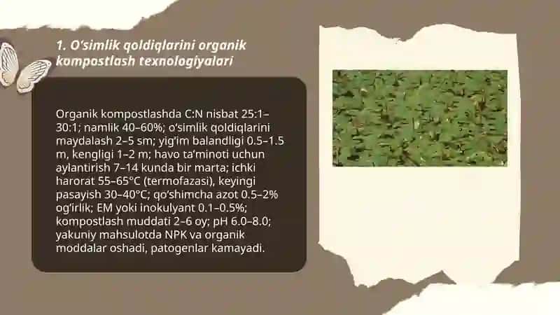 Oʻsimlik qoldiqlarini biologik parchalanish texnologiyalari 3