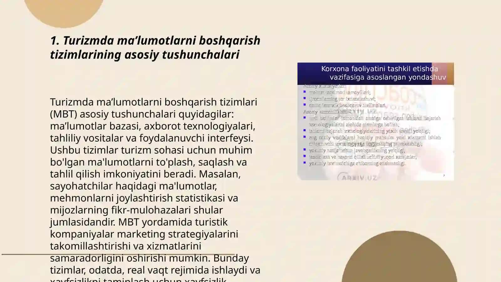 Turizmda ma’lumotlarni boshqarish tizimlari 3