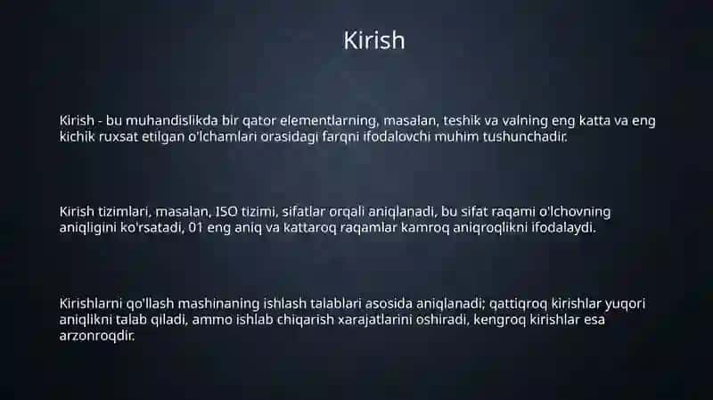Joizlik va o‘tqazishlarning yagona tizimi.Kvalitetlarining qo‘llanilishi 3