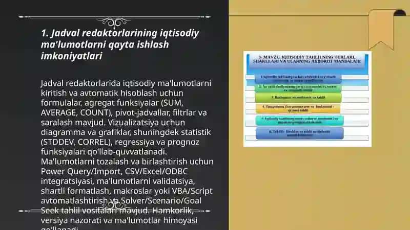 Iqtisodiy axborotlarni jadval redaktorlari vositalaridan foydalangan holda qayta ishlash dasturlari 3