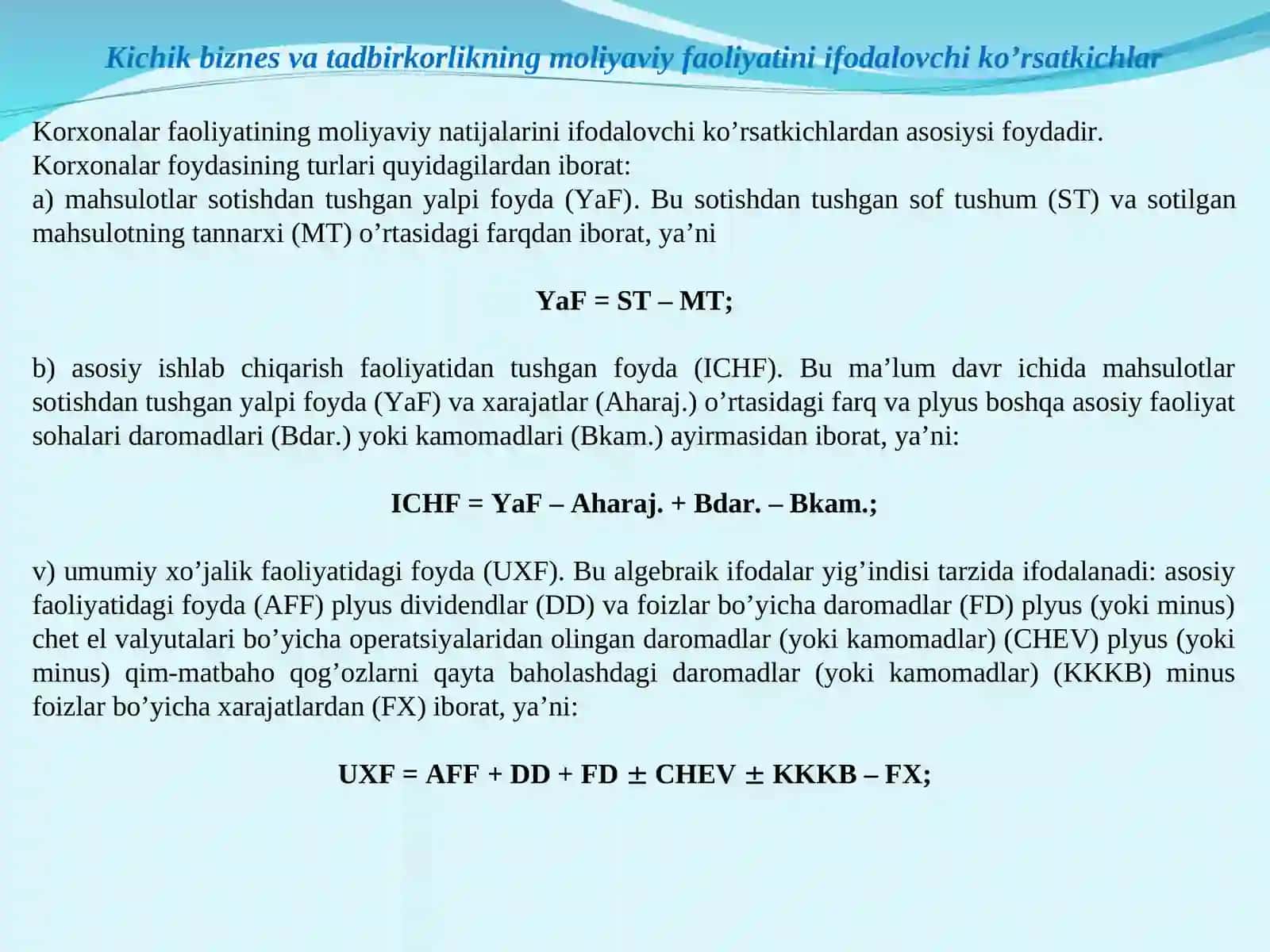 Kichik biznes va tadbirkorlik sub’ektlarining moliyaviy faoliyatini tahlili 3