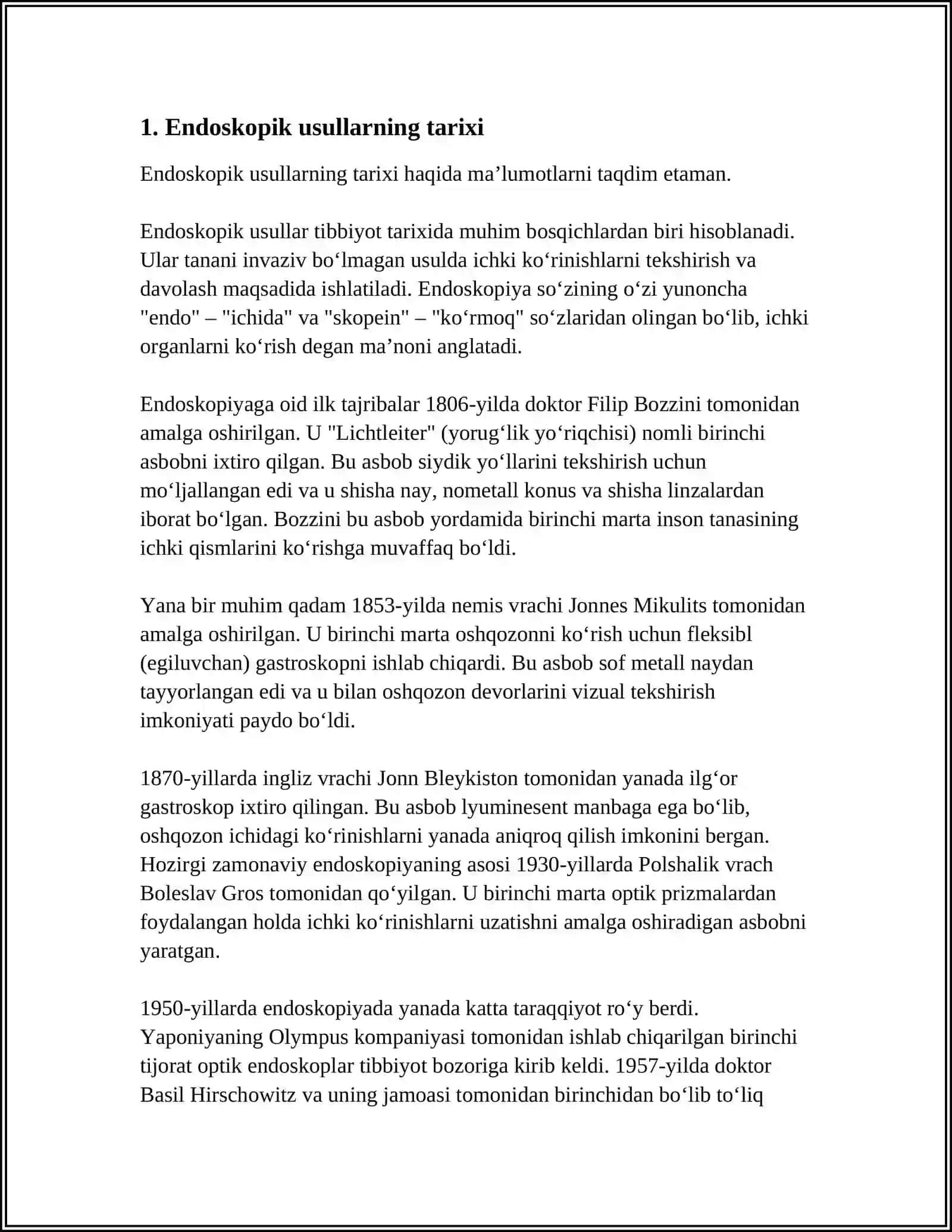 TIBBIYOTDA ENDOSKOPIK USULLARNING QOLLANISHI 3