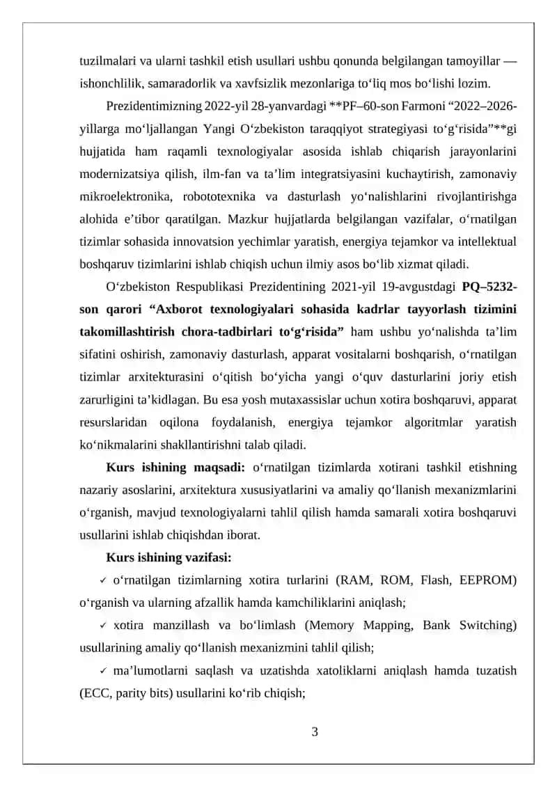 O’RNATILGAN TIZIMLARDA XOTIRANI TASHKIL ETISH USULLARI 3