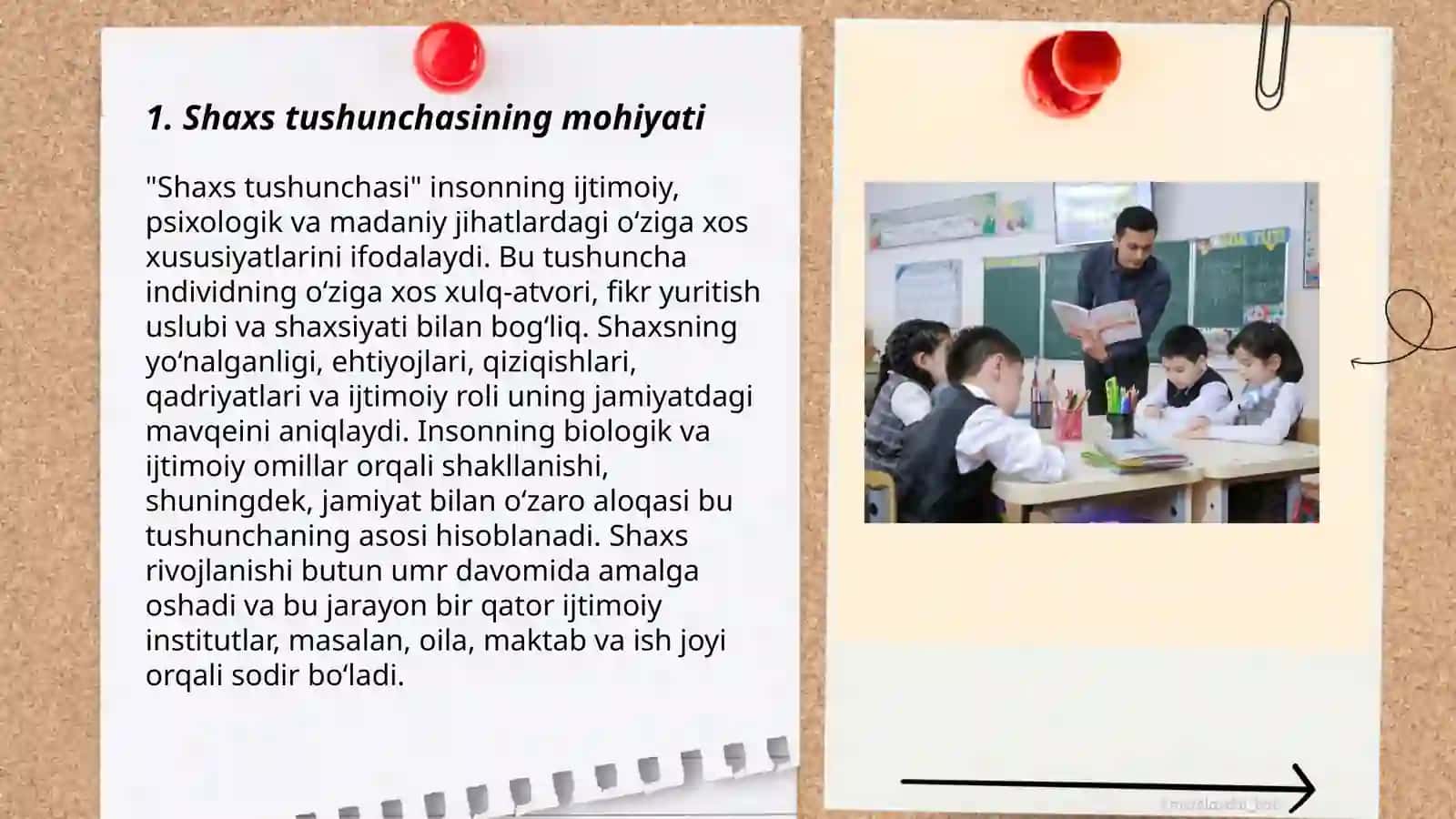 "Shaxs" tushunchasi va shaxs rivojlanishining oziga xos xususiyatlari. Shaxs rivojlanishiga taʼsir etuvchi omillar 3