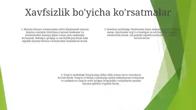 Mehnat Xavfsizligi Qoidalari 3