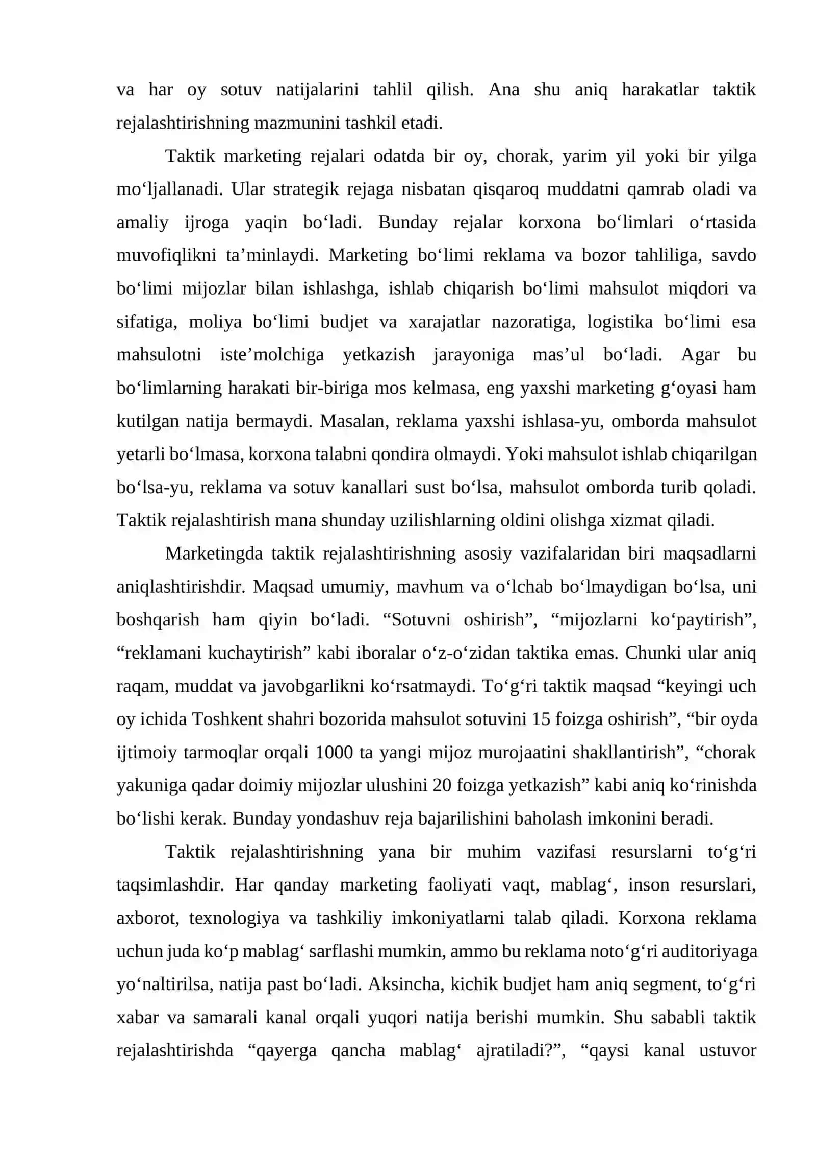 Marketingda taktik rejalashtirish va nazorat 3