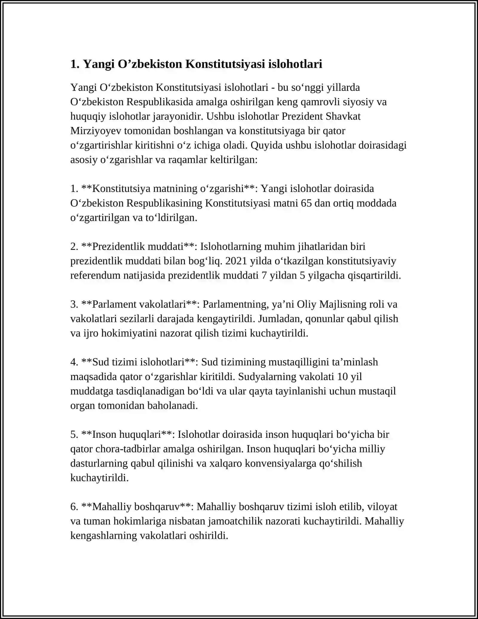 Yangi O’zbekiston Konstitutsiyasi islohotlari 3