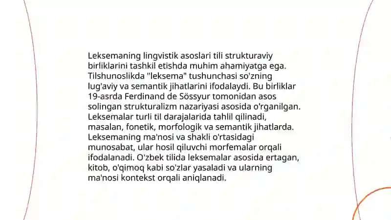 Leksemaning ichki va tashqi tomoni. Leksemani o'zlashtirish 3