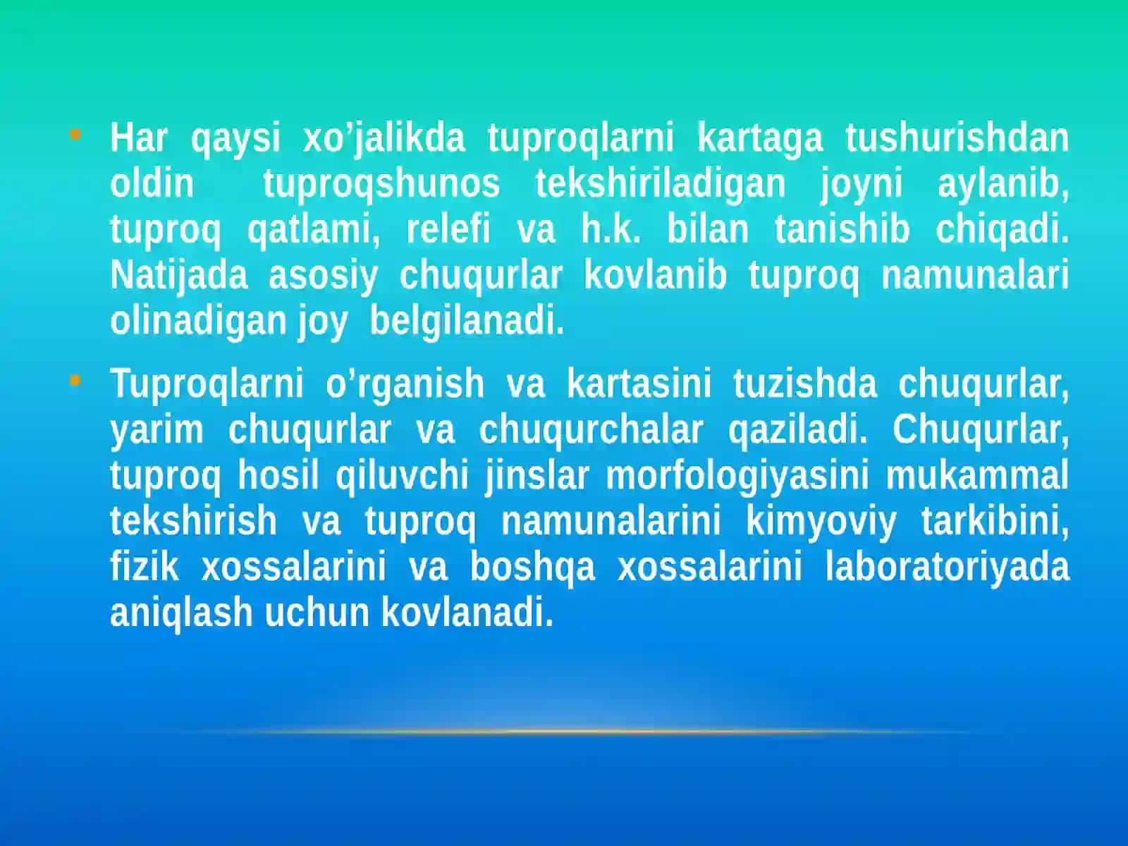 TUPRОQLARNIDALA SHAROITIDA MORFOLOGIK XUSUSIYATLARINIO‘RGANISH 3