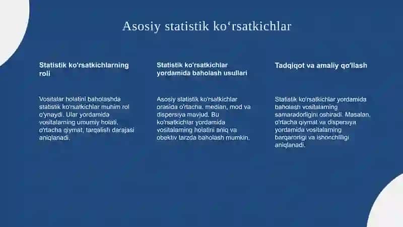 Asosiy vositalar holatini ifodalovchi ko'rsatkichlar statiistikasi 3