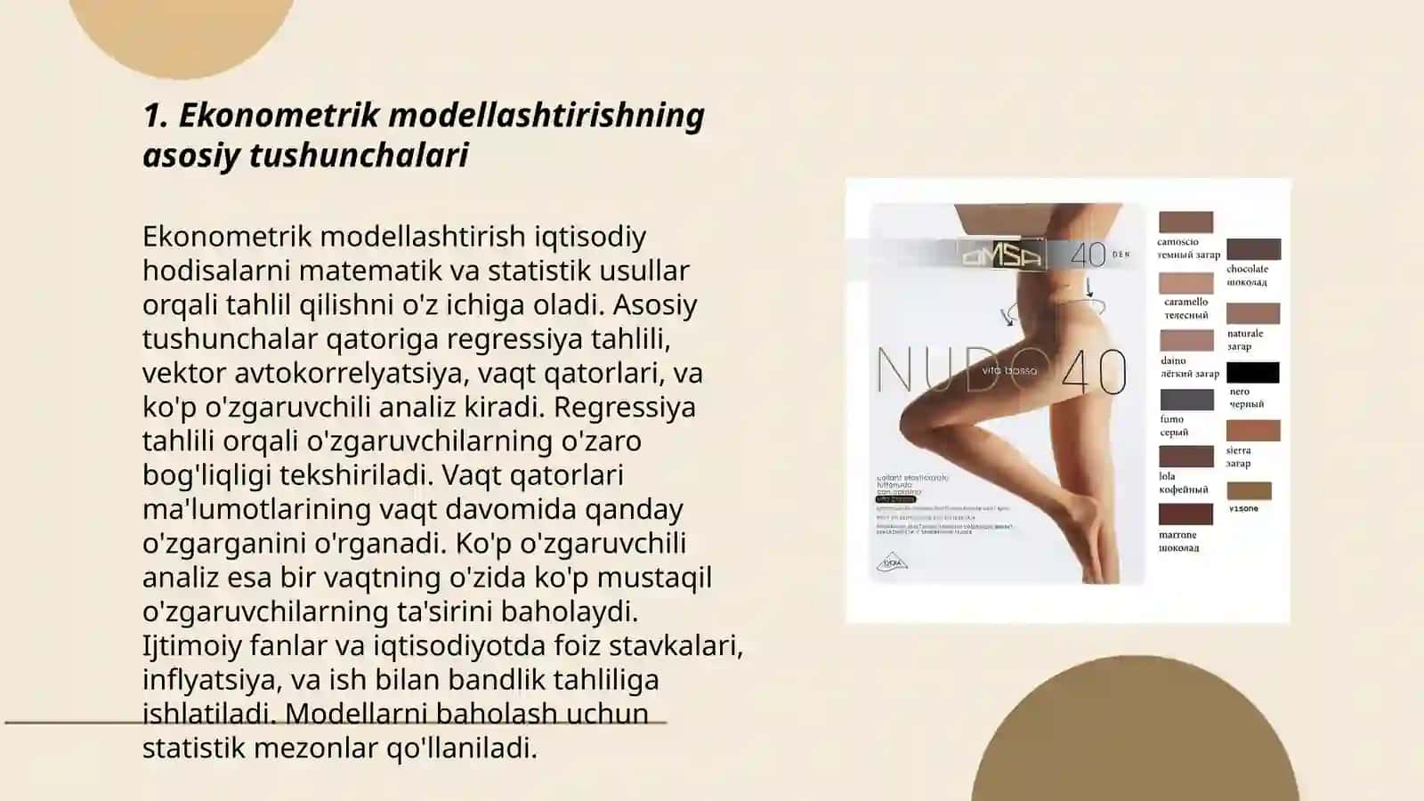 Ekonometrik modellarning axborot taminoti va statistikaning asosiy tushunchalari 3