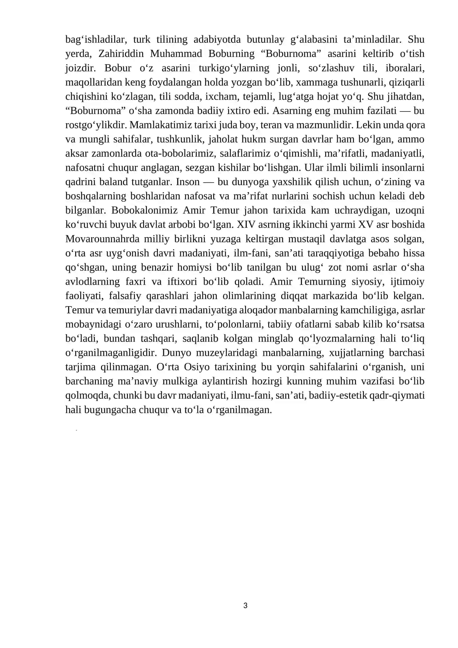 Amir Temur haqida tayyorlangan maruza matni 3