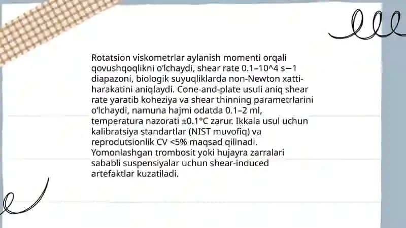 Biologik suyiqliklarning yopishqoqligining oʻlchash usullarini oʻrganish 3