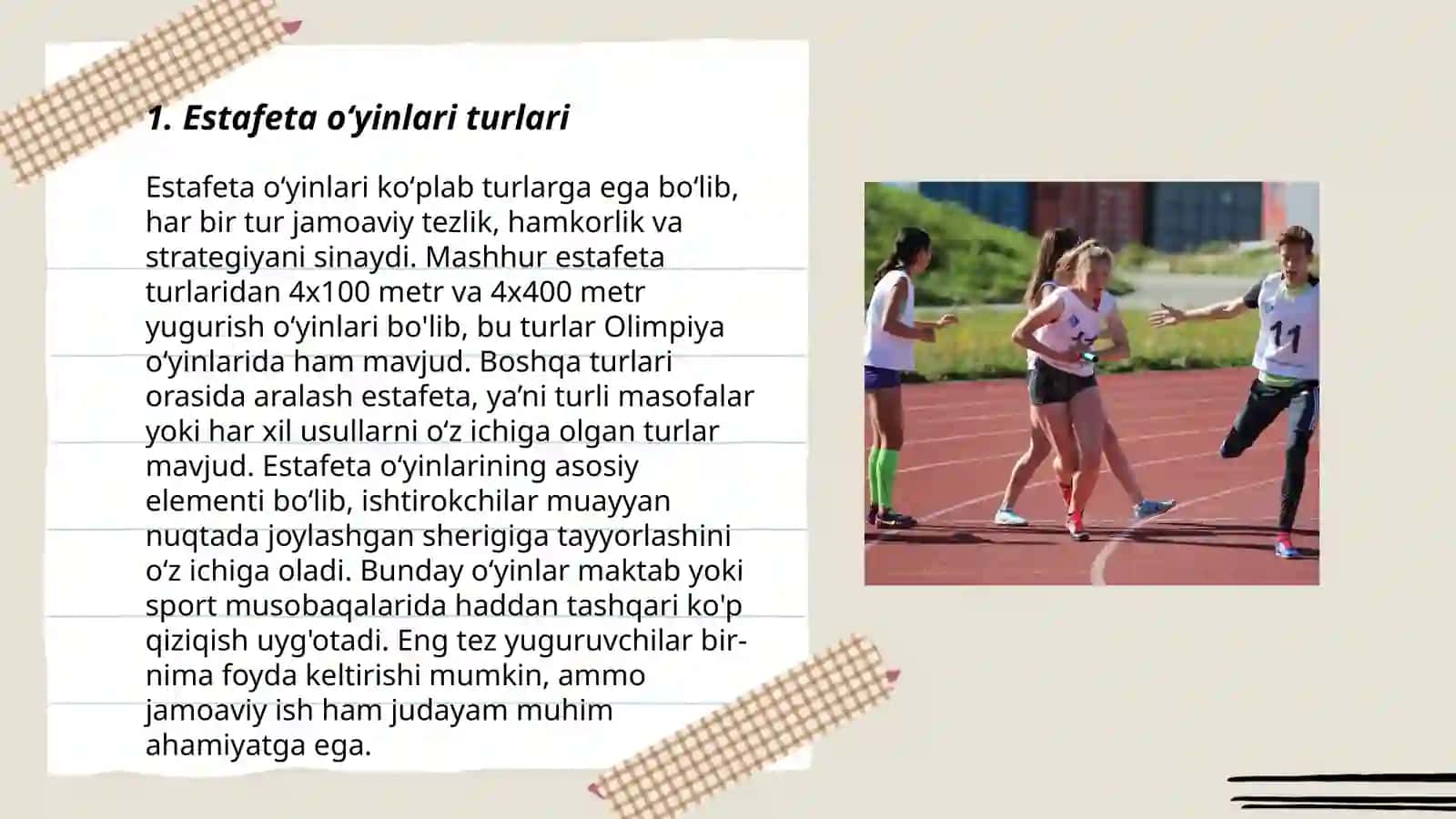 Estafeta oʻyinlarini oʻtkazish metodikasi 3