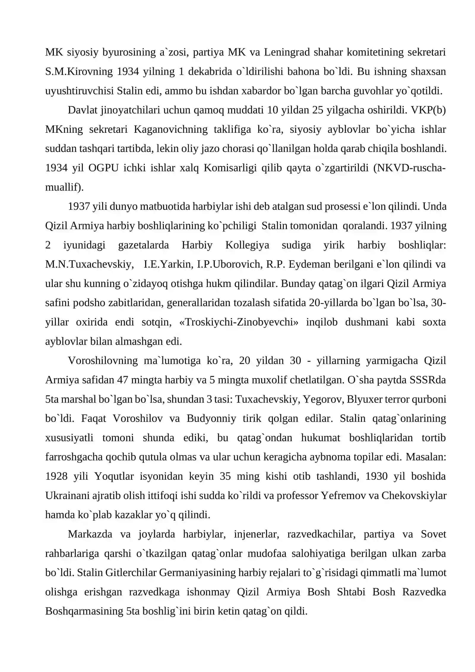 Sovet tuzumining qatag`onlik siyosati va uning o`zbekistondagi og`ir oqibatlari 3