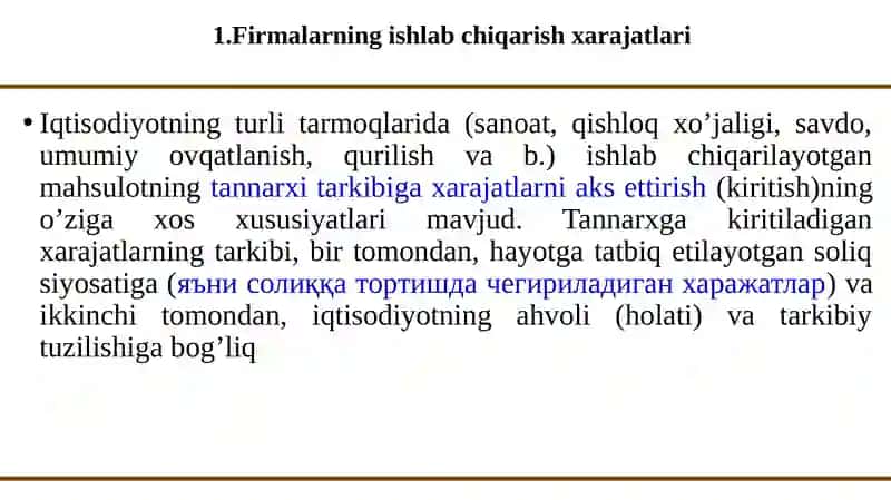 Firmalarning ishlab chiqarish xarajatlari 3