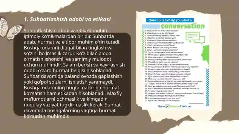 Suhbat va suhbatlashish odobi 3