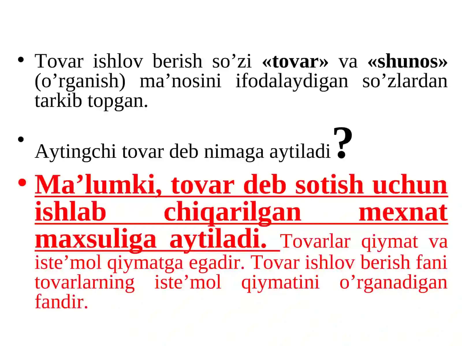Кизриш. Tovar ishlov berish fani va uning vazifalari 3