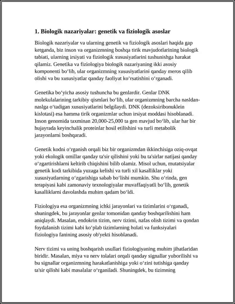 Biologik nazariyalar va ularning genetik va fiziologik asoslari 3
