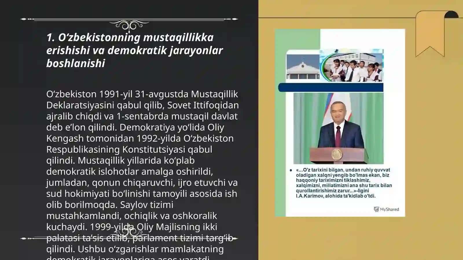 O‘zbekistonda demokratik, fuqarolik jamiyati asoslarining shakllanishi, amalga oshirilgan siyosiy islohotlar 3