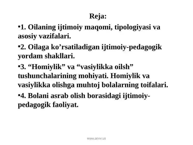 Oilaning ijtimoiy maqomi, tipologiyasi va asosiy vazifalari 3