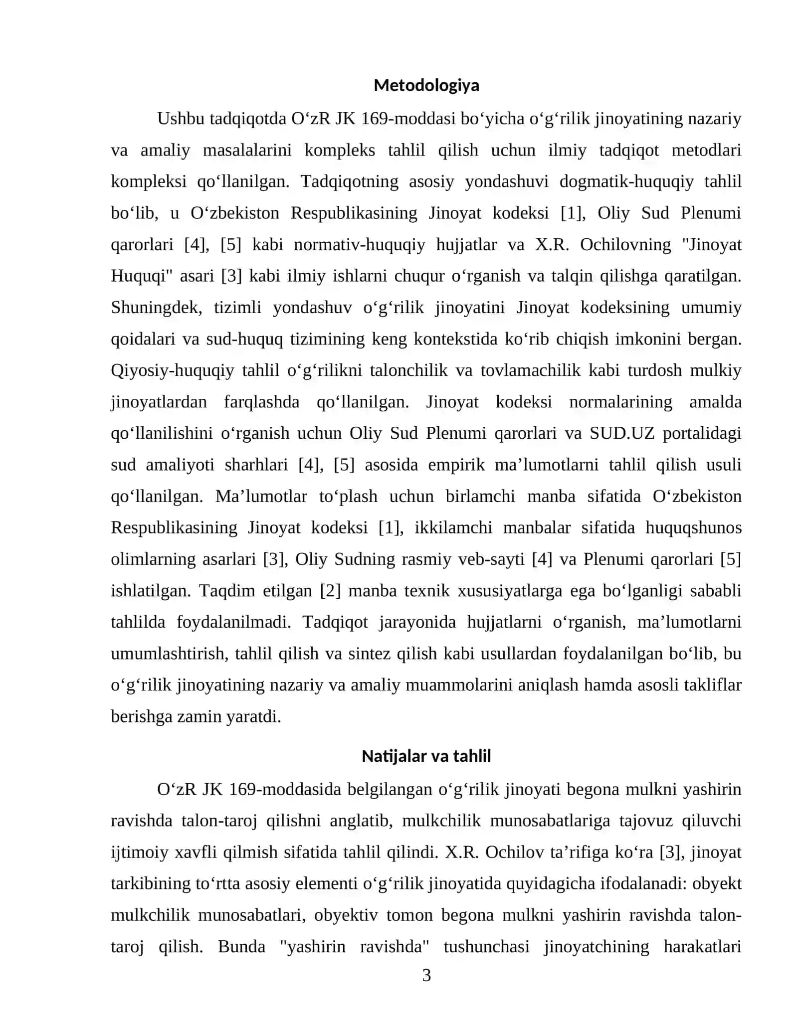 Jinoyat kodeksi 169 modda Og'rilik mavzusi maqola 3