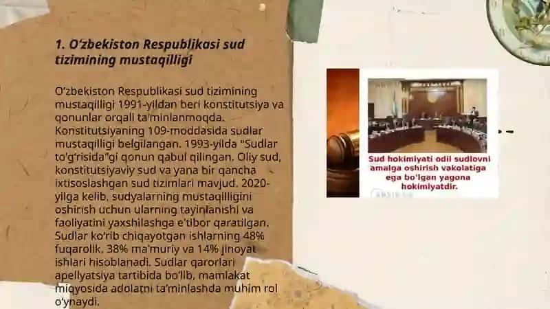 OʻZBEKISTON Respublikasida sud tizimdagi islohotlar 3